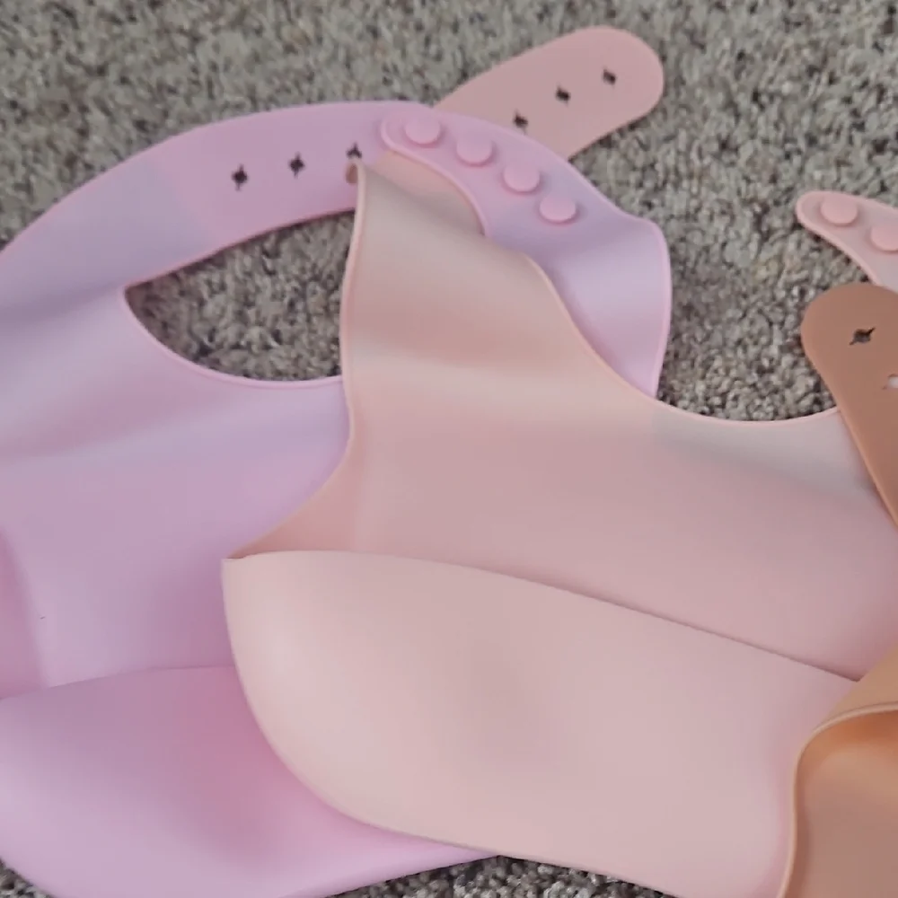 Silicone Bib 5 Set - Pink, Cream, Tan